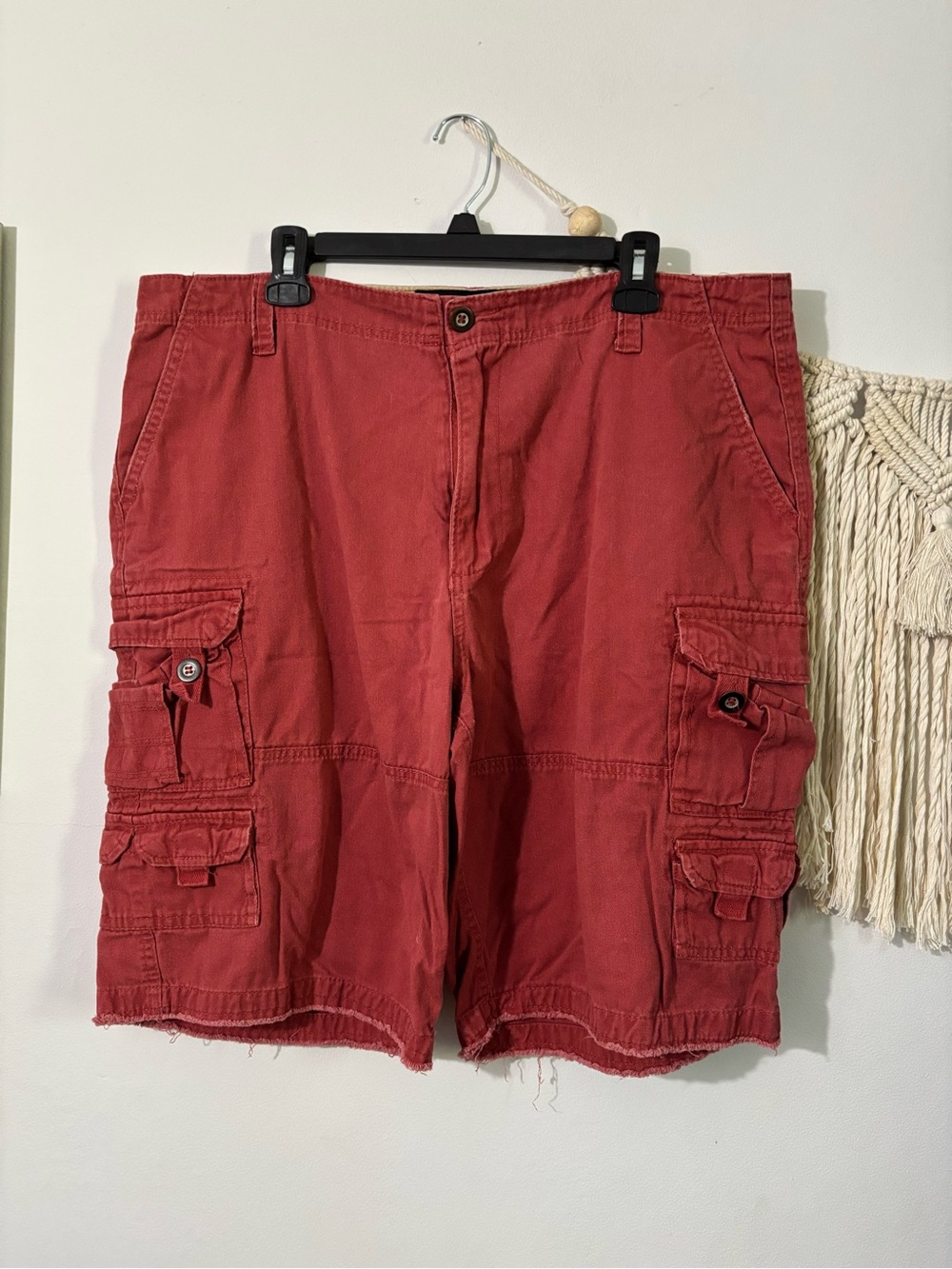 Carbon Men's Red Cargo Shorts with Utility Pockets